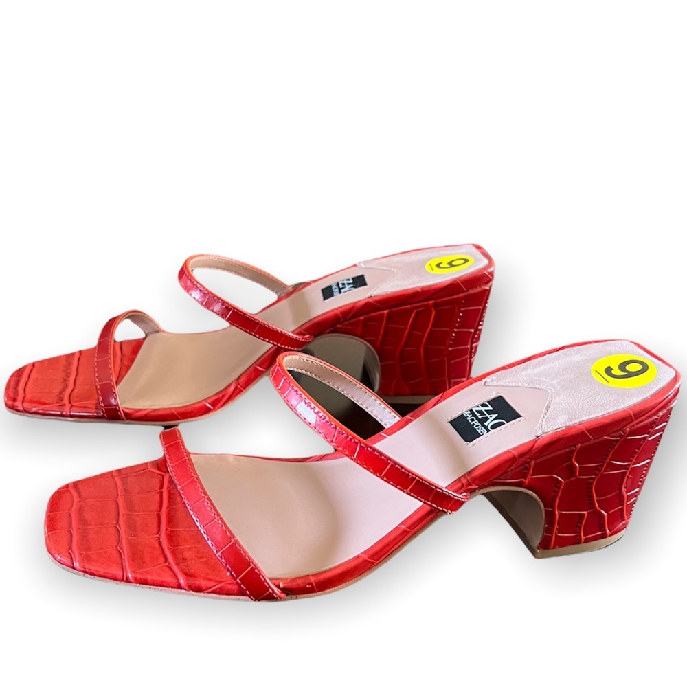 Zac Zac Posen women’s Saint block heel red leather sandal NEW size 9
